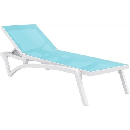 COMPAMIA Compamia ISP089-WHI-TRQ Pacific Sling Chaise Lounge White Frame & Turquoise Sling -  set of 2 ISP089-WHI-TRQ